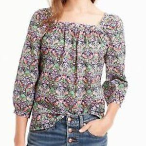 J Crew Penny Top in Liberty Strawberry Thief Navy Peony, Size 6